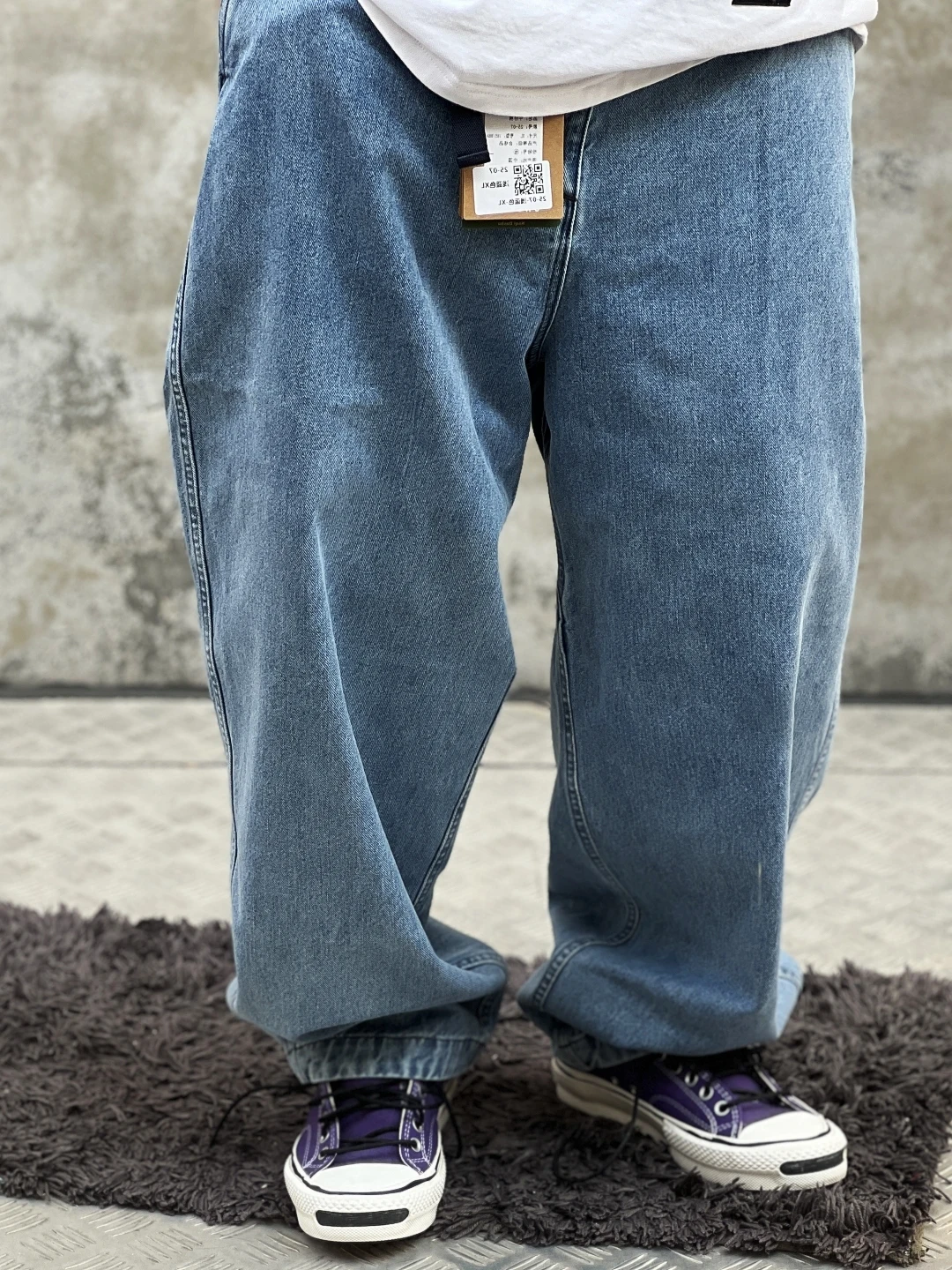 

Low Waist Vintage Workwear Wide Leg Cone aped 3 Oz Denim Jeans y Trendy Men's Cotton Stretch Casual Trousers