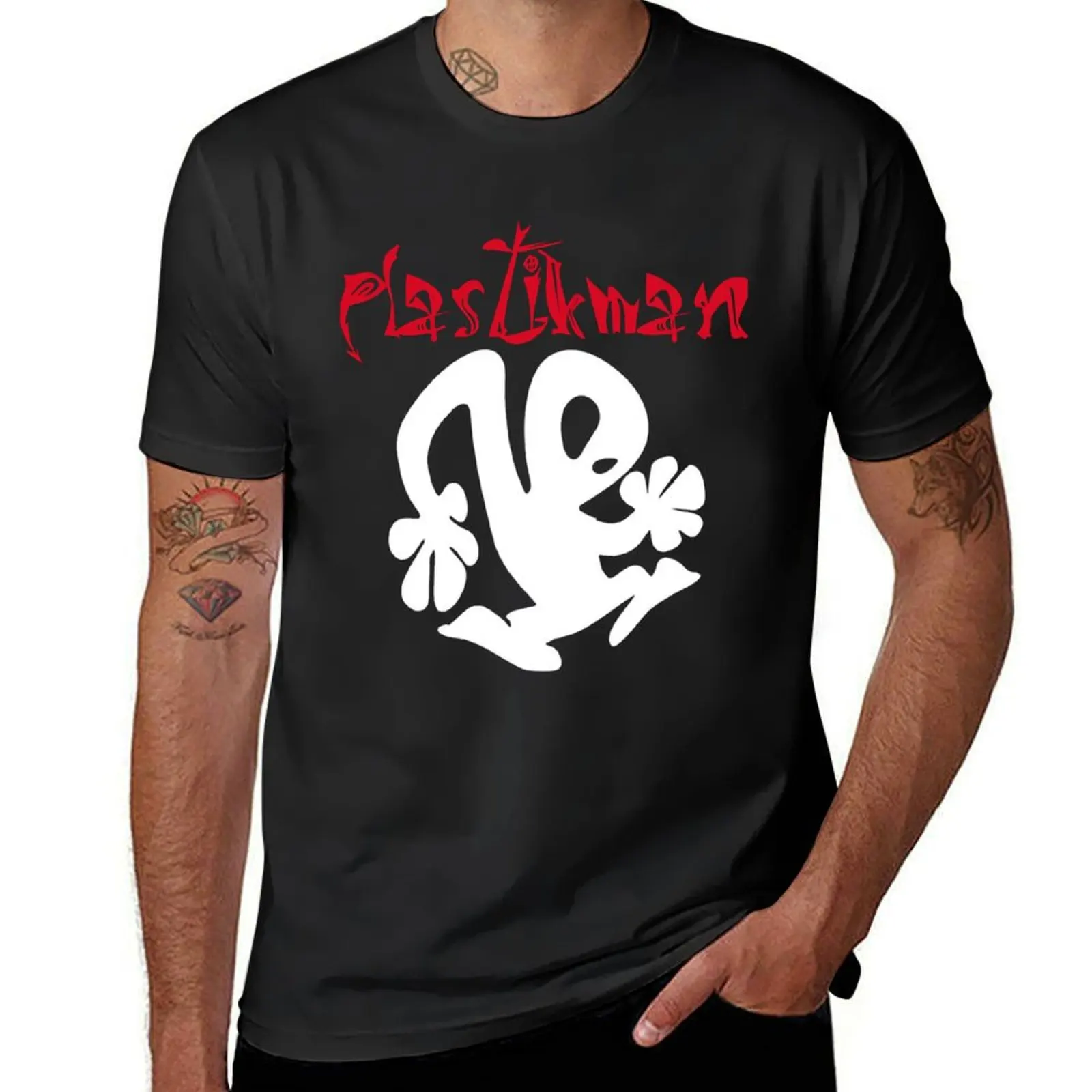 Plastikman-Camiseta de talla grande para hombre, ropa vintage de peso pesado, lisa, Blanca