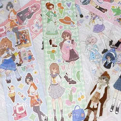 2PCS Kawaii Character Stickers scrapbook stationery Sticker Graffiti Cute Girl Korean Decorative Stickers