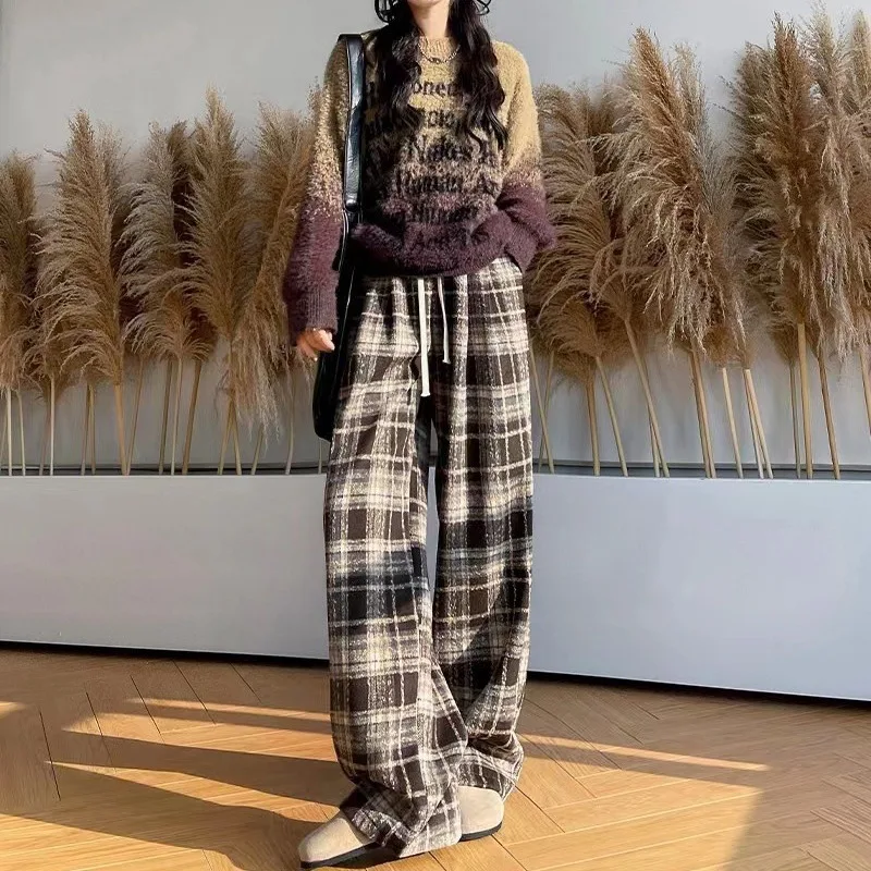 Hose mit weitem Bein, Patchwork, Damen-Herbst-Mennium-Trend, Baggy-Fit, soziale, feuchtigkeitsableitende Cord-Schärpen, Softshell-Kordelzug