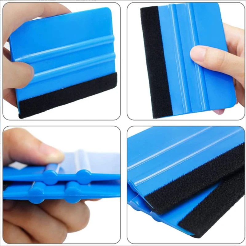 Car Styling Vinyl Carbon Fiber Window Ice Remover Cleaning Wash Car Scraper with Felt Squeegee Tool Film Wrapping 10x7cm - view 5