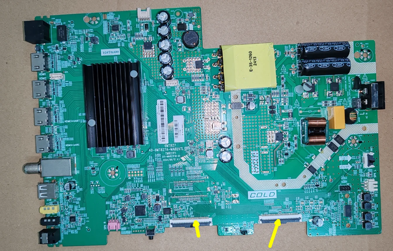 

6MT827 40-6MT827A-MAB2XTL TM827F1 201-MM827F1N-01 WiFi network TV motherboard, physical photo, tested well 84--96V 600MA
