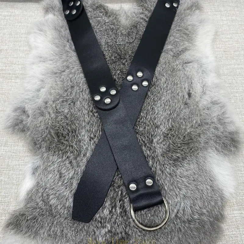 

92ME Knight Belt for Men PU Leather Ring Belt Viking Costume LARP Accessories