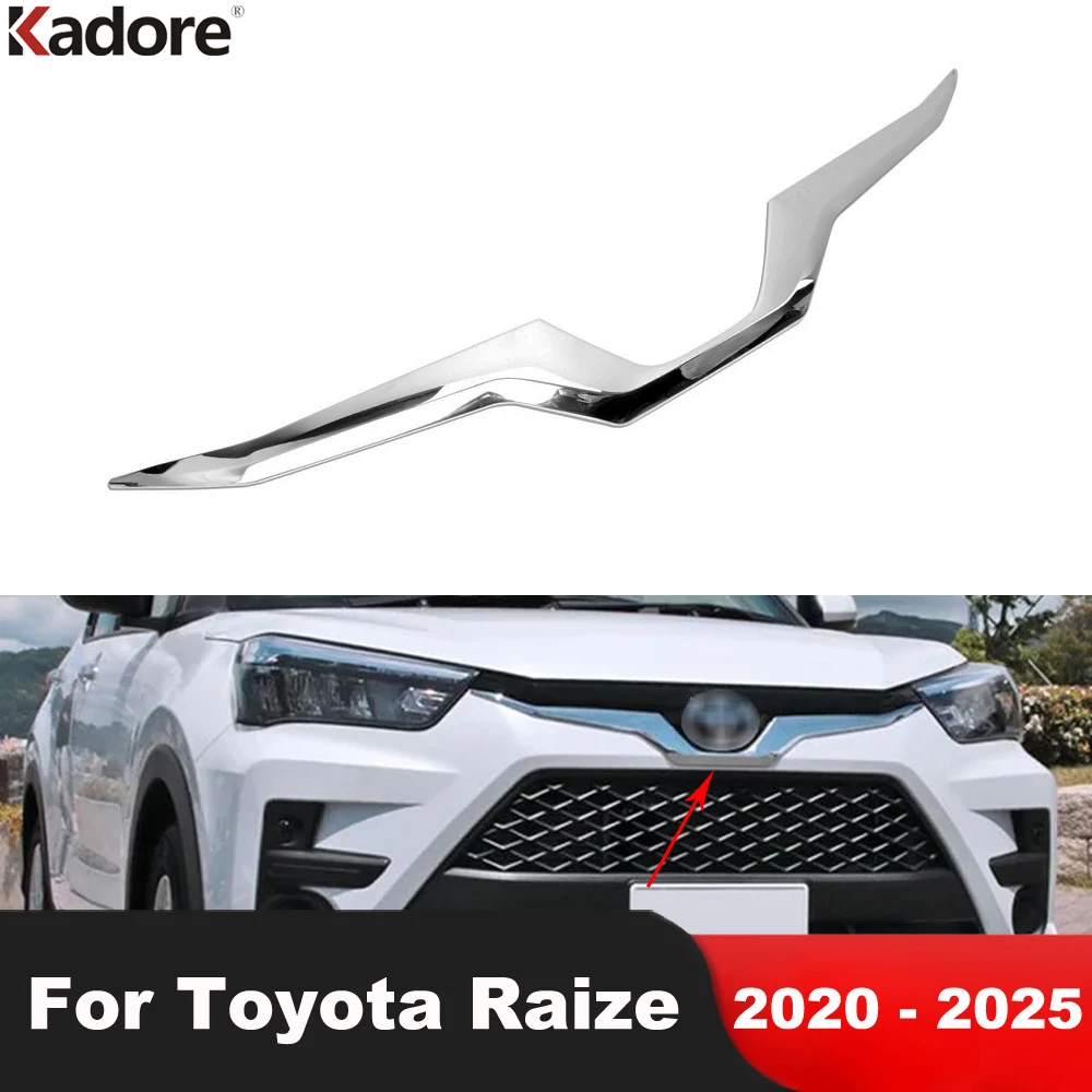

For Toyota Raize 2020-2023 2024 2025 Chrome Car Front Center Grille Grill Cover Trim Racing Grills Molding Strip Accessories