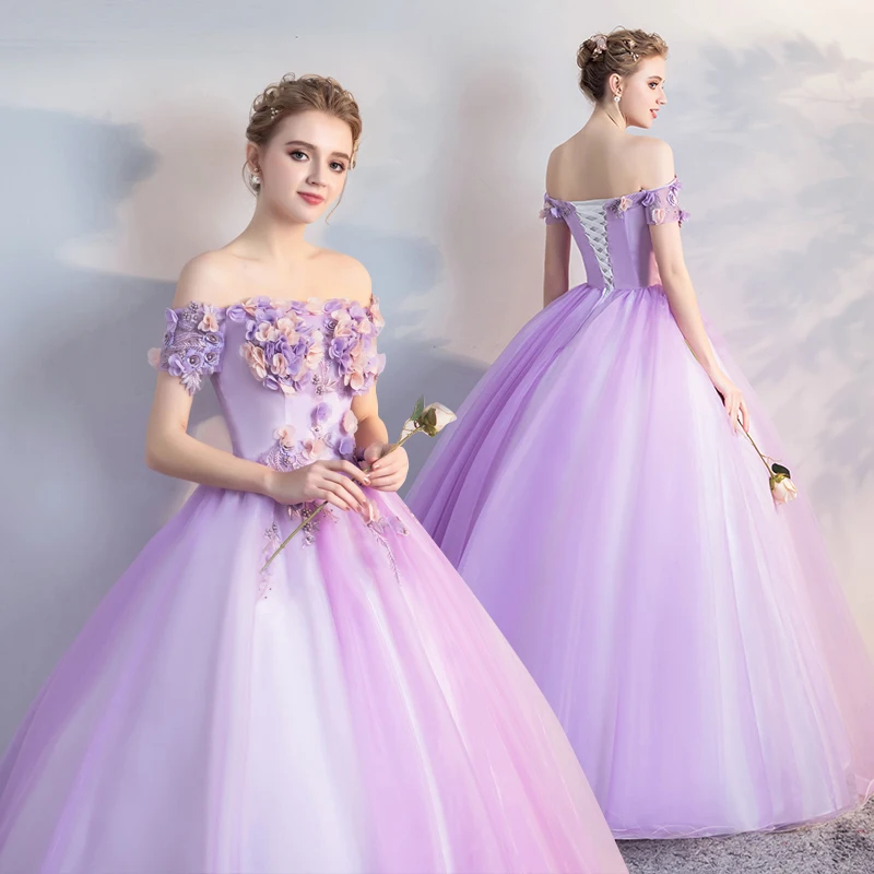 

Colorful Wedding Dress Art Exam Dress Stage Performance Three-dimensional Flower Fluffy Dress Hosting Evening Gown Customized