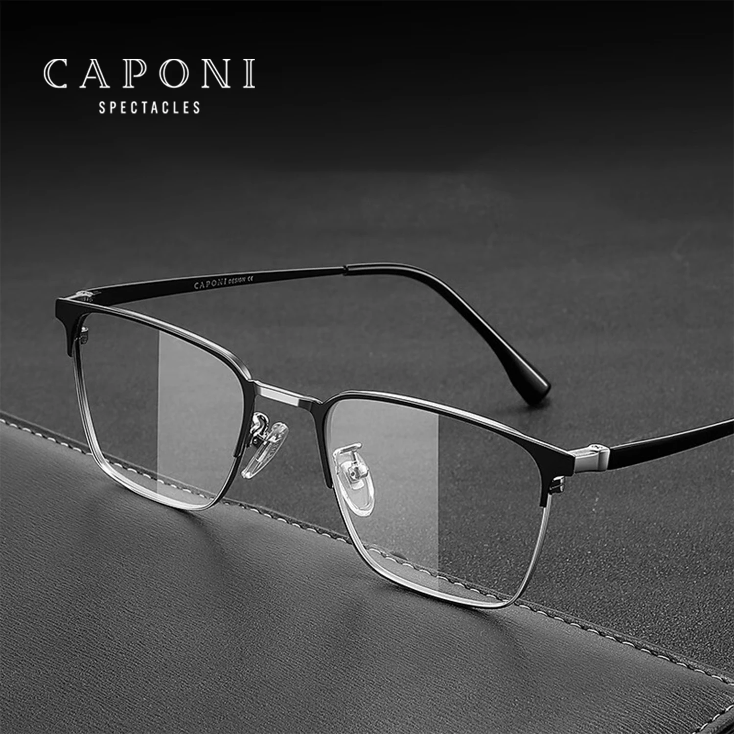 

CAPONI Brand Design Men's Glasses Frame Classic Business Eyeglasses Anti Blue Light UV400 Optical Computer Glasses JF18999