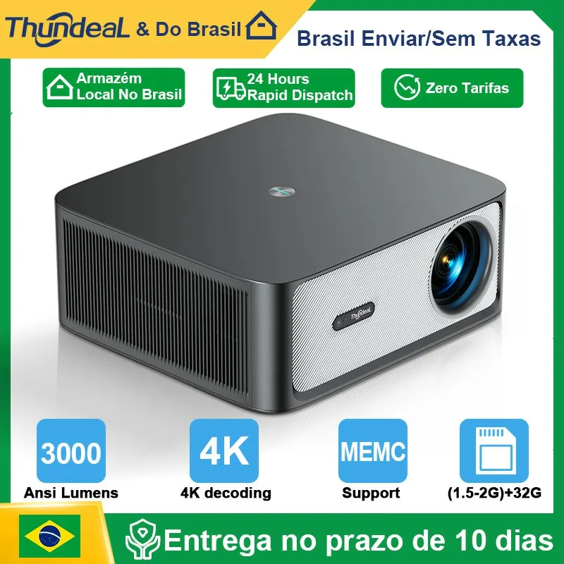 Projetores no brasil ThundeaL Projetor de imagem TD98Pro Full HD 1080p 4K Android WiFi Foco Automático Correção Keystone TD98 Pro 3D game Sistema de Cinema em Casa Inteligente Vídeo Projetor para Exterior Para notebook