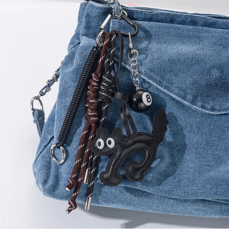 الكلاسيكية لطيف جلدية القط شكل المفاتيح قلادة جميلة سيارة حلقة رئيسية حقيبة سحر الهاتف قلادة حلية حلقة رئيسية الملحقات