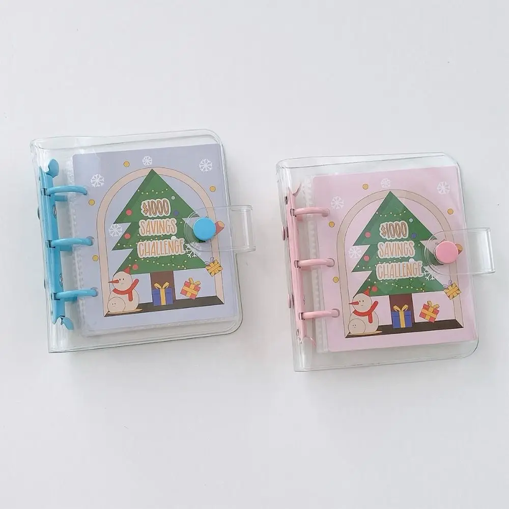 Sfida per risparmio di denaro Mini raccoglitore natalizio Organizzatore di denaro in PVC Notebook per risparmiare denaro con buste per contanti a fogli mobili