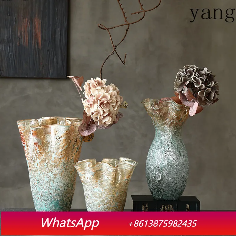 

Pleated Painted Glass Vase Flower Pots Table Decoration Flower Arrangement Hydroponics Floral Vases Room Aesthetic Decor