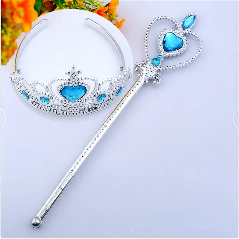 New Cute Crystal Tiara Crown Princess Crown + Magic Wand Girls Party Festival Birthday DIY Decoration Hair Accessories