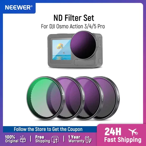 NEEWER Juego de filtros ND/PL Compatible con DJI Osmo Action 3/4/5 Pro Accesorios para Cámara de Acción Polarizadora de Densidad Neutral