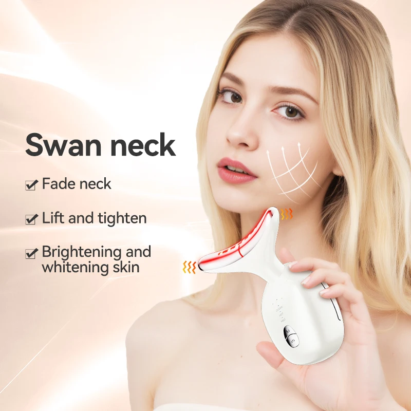 Facial and neck massager, three color light effect facial lift, vibration therapy facial shaping tool
