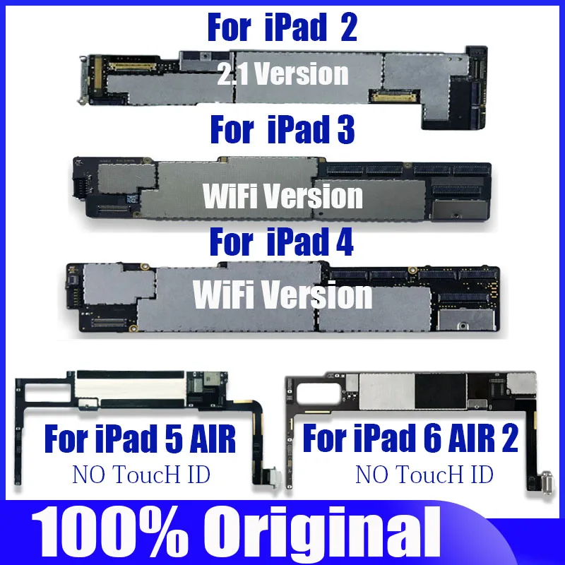 Original Clean ICloud Wifi Version Logic Boards For Ipad 2/3/4/5 /6 Air1 Air 2 Motherboard With IOS System