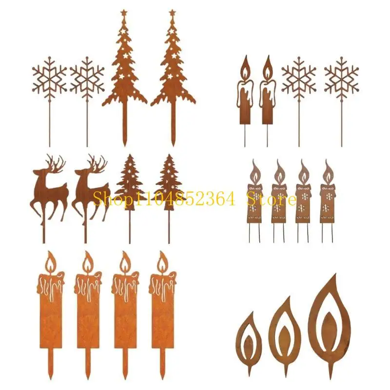 652F Weihnachtsdekorationen für den Außenbereich, Gartenpfähle, Metallflammenpfähle, Mehrzweck-Hofschilder für die Haustür, den – Detail 3