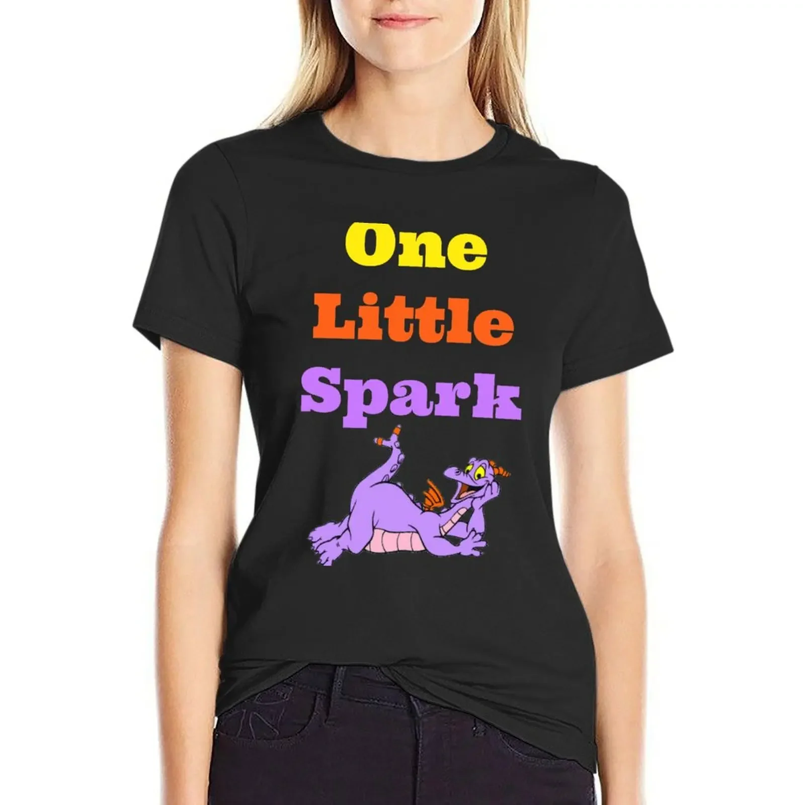 

Figment One Little Spark Laying Down T-Shirt customs female graphics plus size tops cropped t shirts for Women