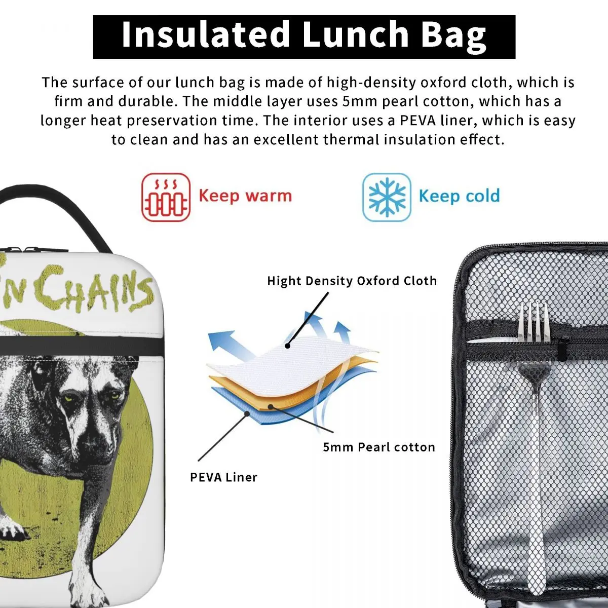 Alice In Chains Self Titled Album Cover Lunchtasche, lustige Lunchbox für Männer, Picknick-Kühltasche, wasserdichte Designer-Thermo-Lunchtaschen