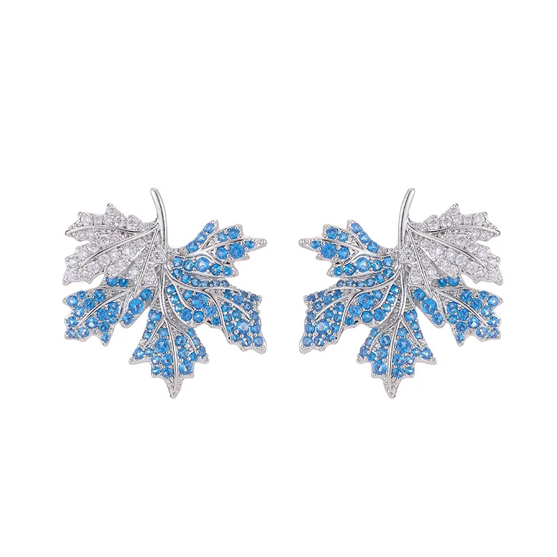 FXLRY Vintage Maple Leaf Leaves S925 Silver Needle Light Luxury Earrings For Women