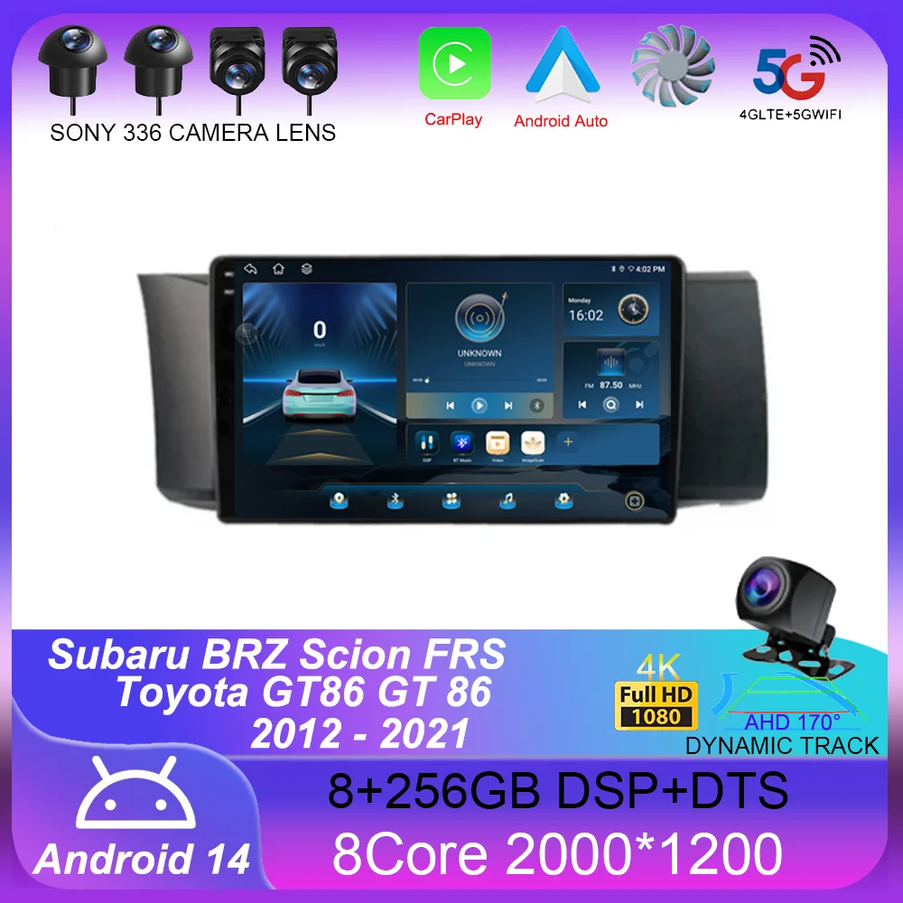 

Android 14 For Subaru BRZ Scion FRS Toyota GT86 GT 86 2012 - 2021 LHD RHD Car Radio Mutimedia Carplay DSP 4G Wifi GPS DVD QLED