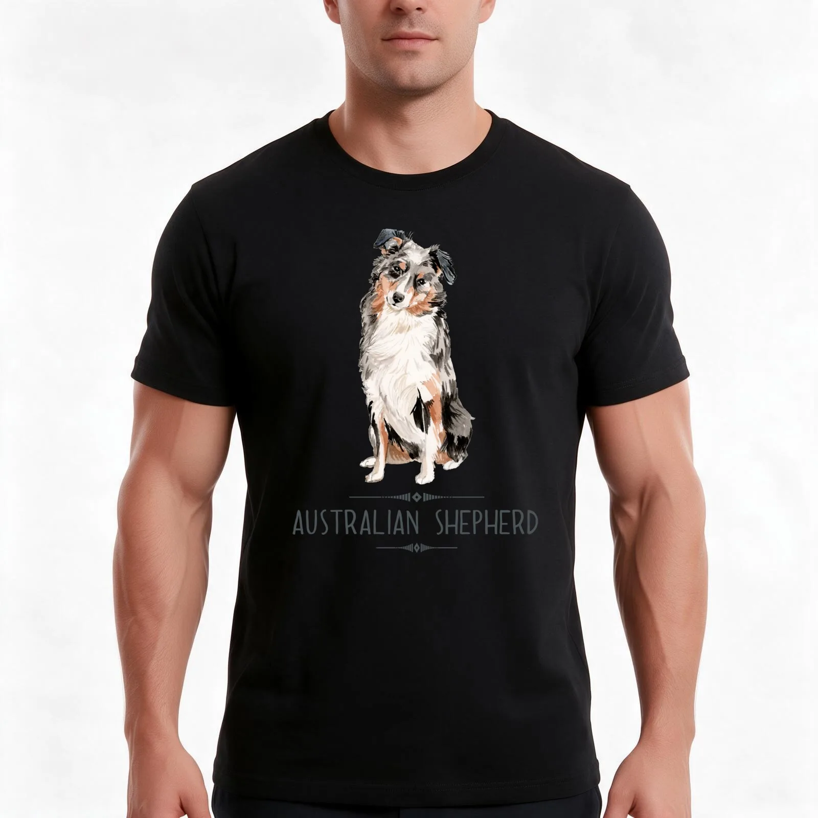 Australian Shepherd T-Shirt, Summer Casual Cotton Tee, Oversized Streetwear Tops, Vintage Graphic Print, Loose Fit Short Sleeve