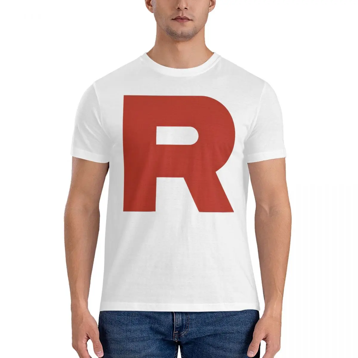 Camiseta del equipo Humor Rocket para hombre, Camisa de algodón puro con cuello redondo, camisetas de manga corta de Pokémon, ropa 6XL