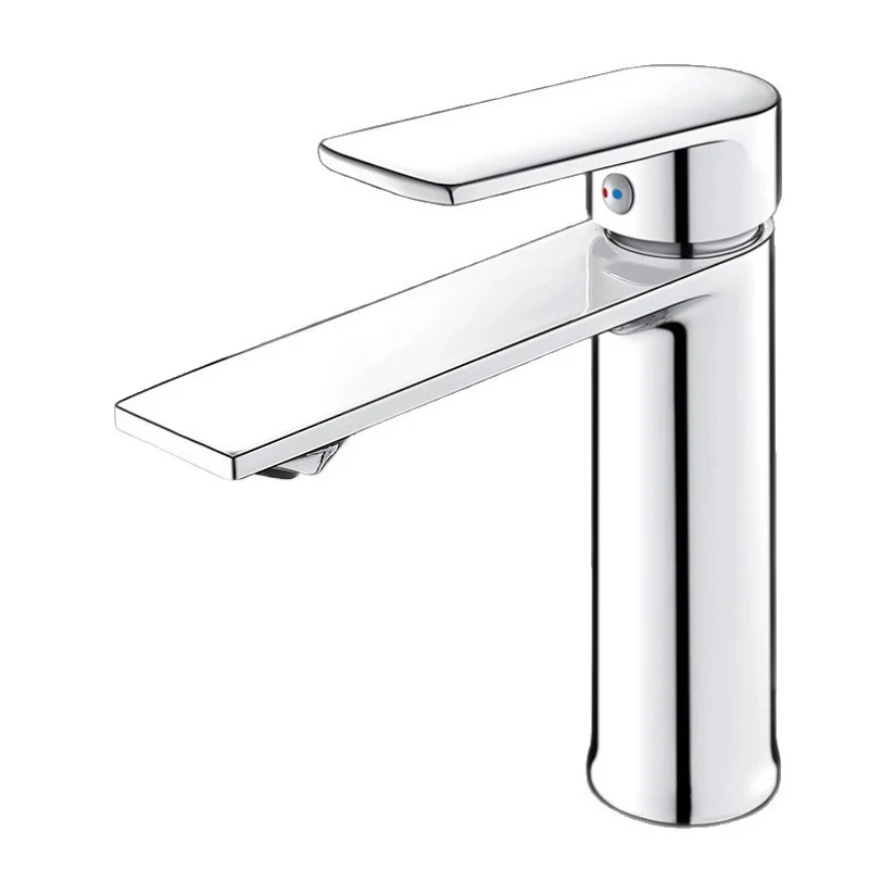 

Bathroom Basin Mixer Tap Solid Brass Body Hot Cold Water Faucet Extended Spout Anti-Splash Design with 80cm Flexible Inlet Pipes