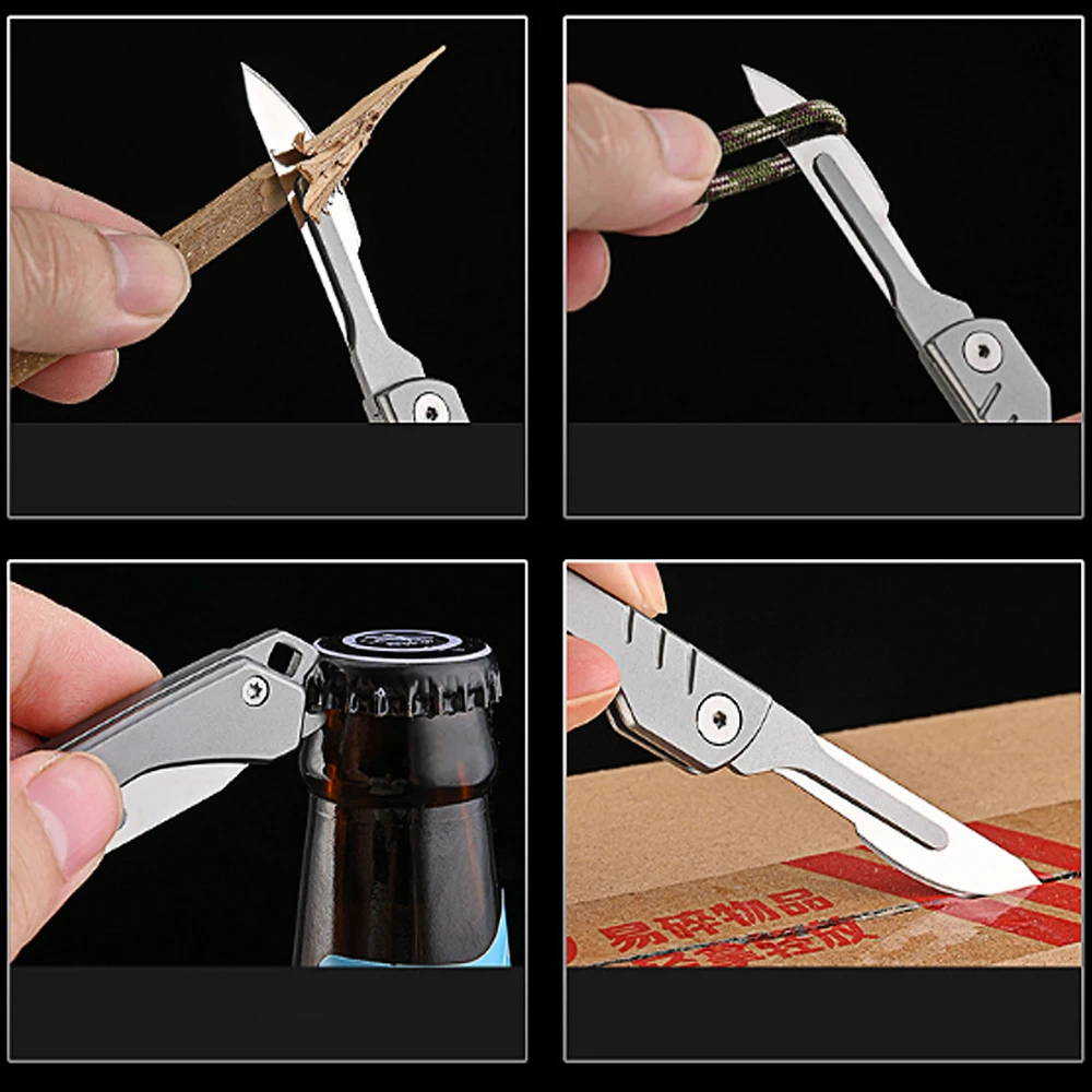 Mechanical Stainless Steel Folding Surgical Knife Outdoor Camping  Portable Open Box Pocket Knife with 10pcs Replaceable Blades