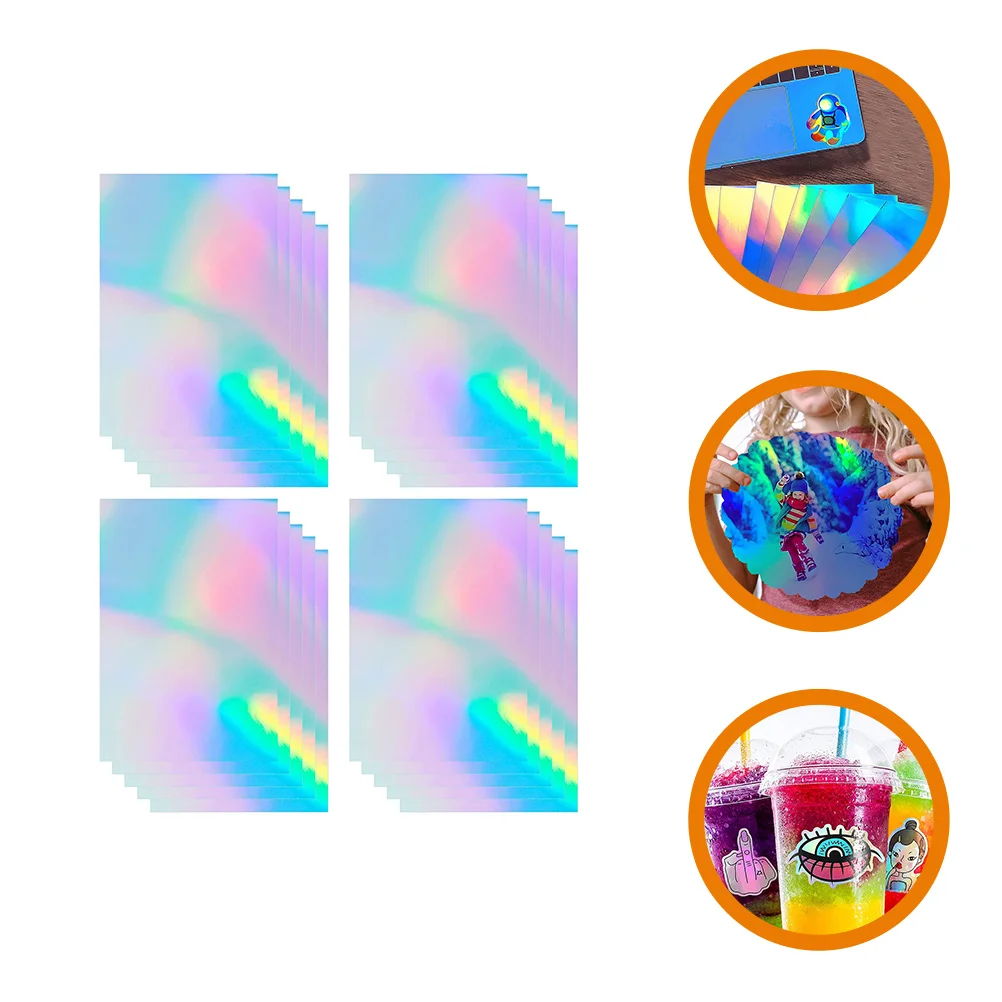 Papel autoadhesivo holográfico de colores, pegatinas de impresión A4, papel de aluminio de fantasía, cartón a todo color, 20 hojas