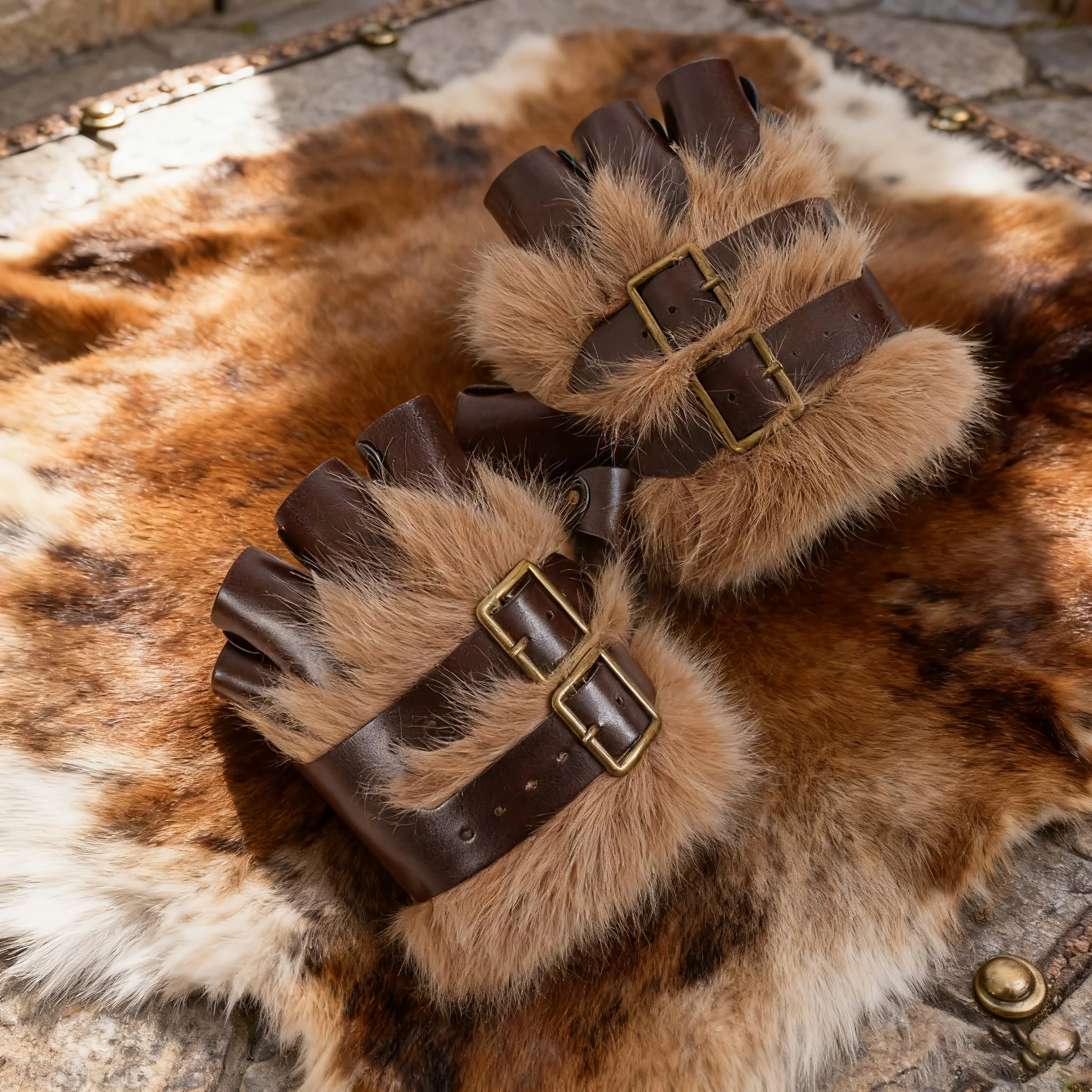 

2 шт., перчатки и наручники для костюма викингов-средневековые наручные доспехи из искусственного меха, для ролевых игр, эпохи Возрождения, исторических ролевых игр