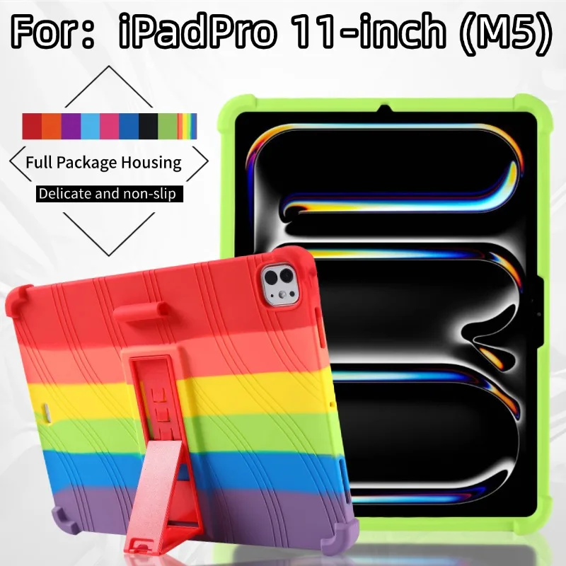 

Чехол для Apple iPad Pro 11 2025 M5 M4 2024 11 дюймов A3358 A3359 A2837 A3006, противоударный чехол для планшета, силиконовая подставка, защитный чехол
