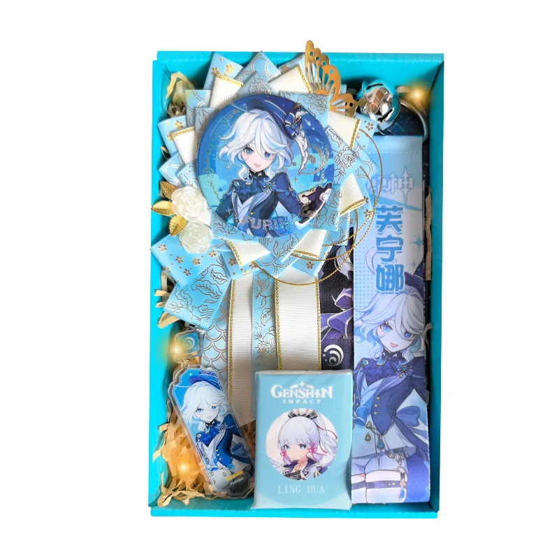 Genshin Impact Keychain Gift Box Furina Nahida Xiao Wanderer Al Haitham Lyney Acrylic Stand Model Plate Cosplay Fans Gifts