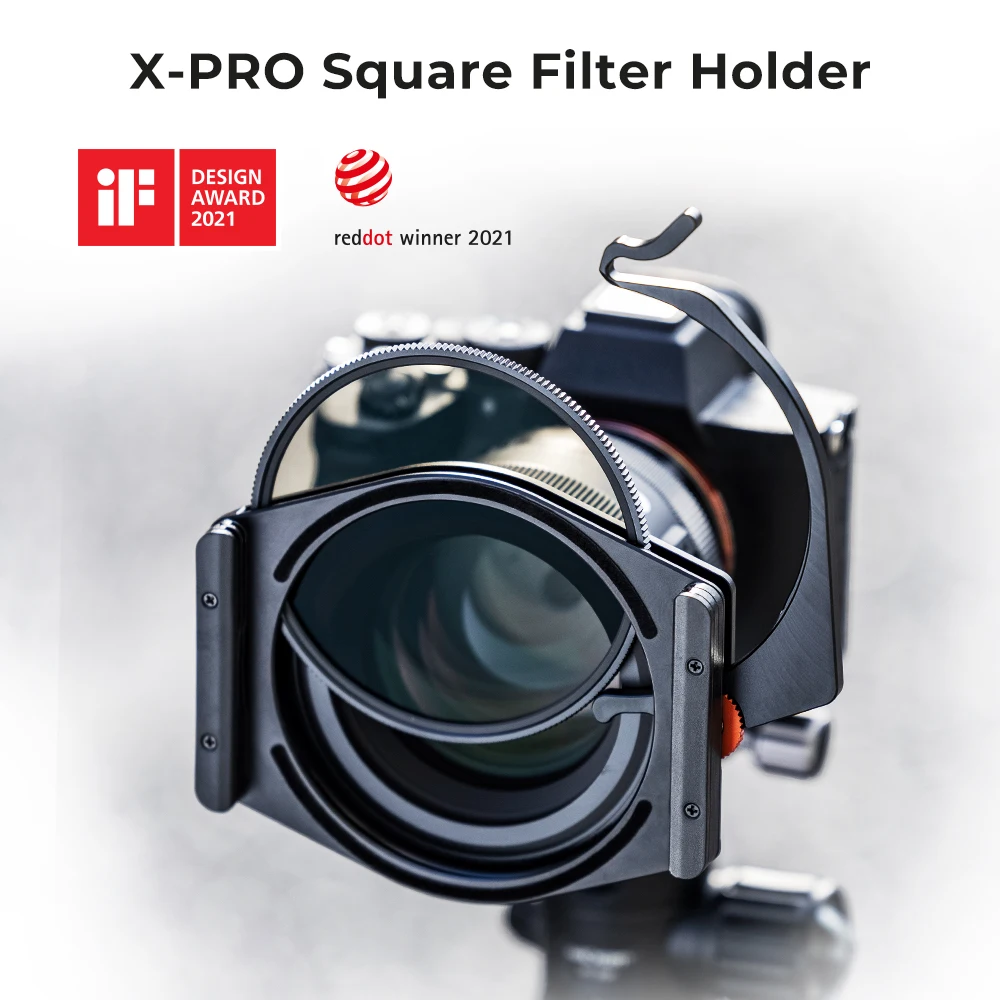 K&F Concept X-PRO Metal Square Filter Holder 95mm Circular Polarizer + 67/72/77/82mm Adapter Rings Kit with Leather Bag for Free