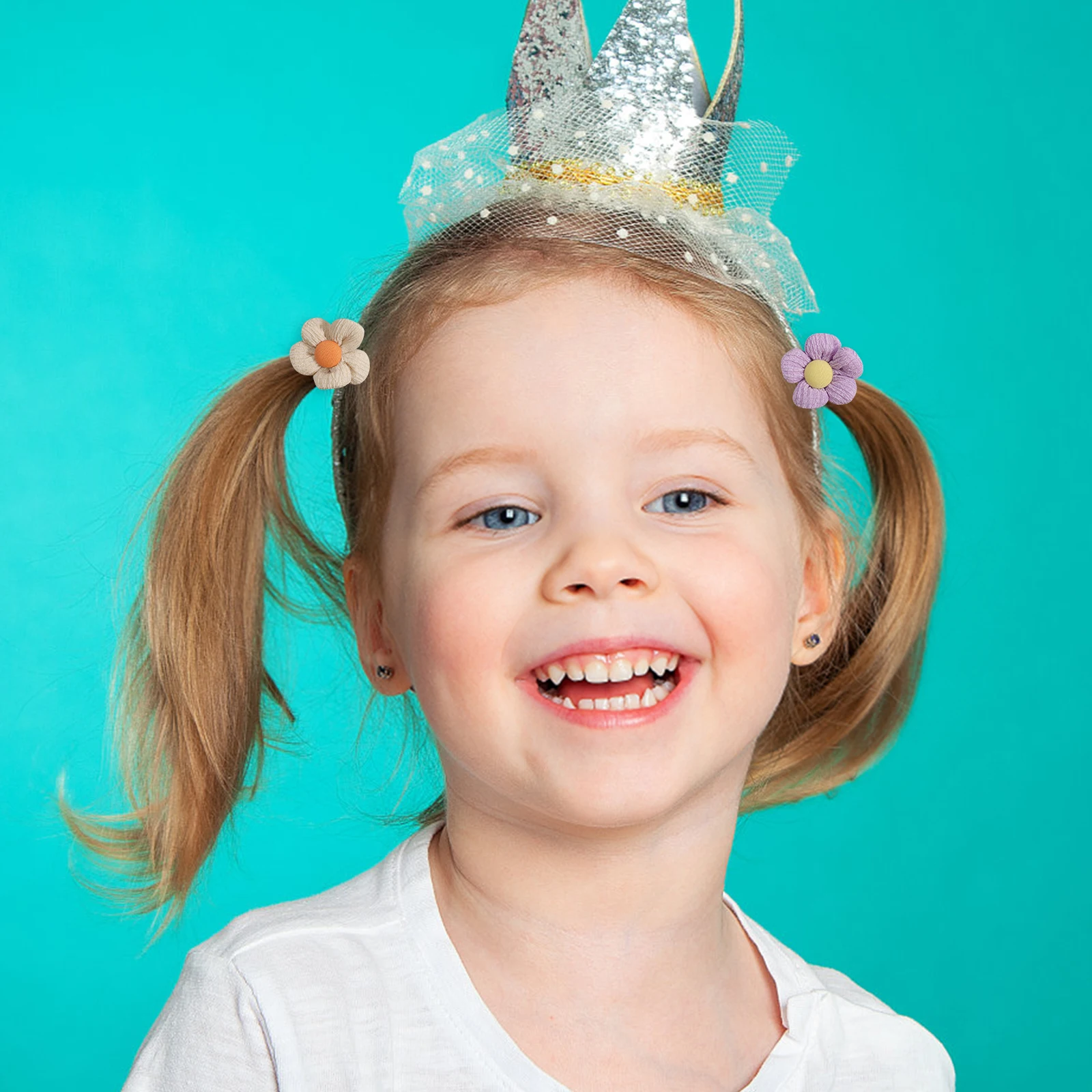 

6pcs Flower Ties Girls Accessories Baby Elastics Toddler Hair Tie For Kids Ponytail Holders Rubber Bands Scrunchies Headbands