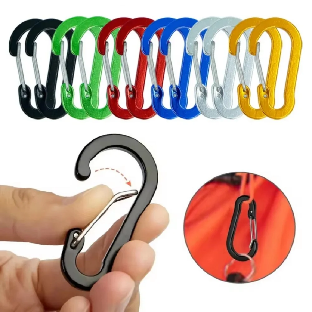12PCS Multi-Tool Carabiner Clips Small Outdoor Hooks Keychain Buckle Fishing Camping Cycling Hiking Durable Tourist Karabiners