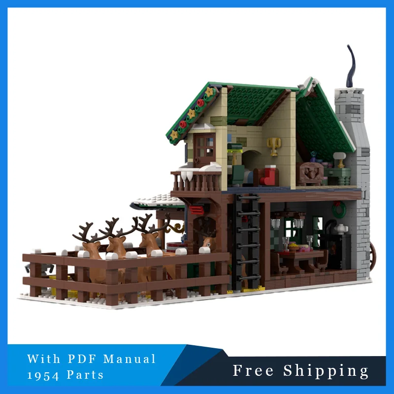 

1954 шт. креативные строительные блоки MOC, кирпичи, деревня оленей, зимняя модель, детский набор игрушек для сборки «сделай сам», рождественские подарки-сюрпризы