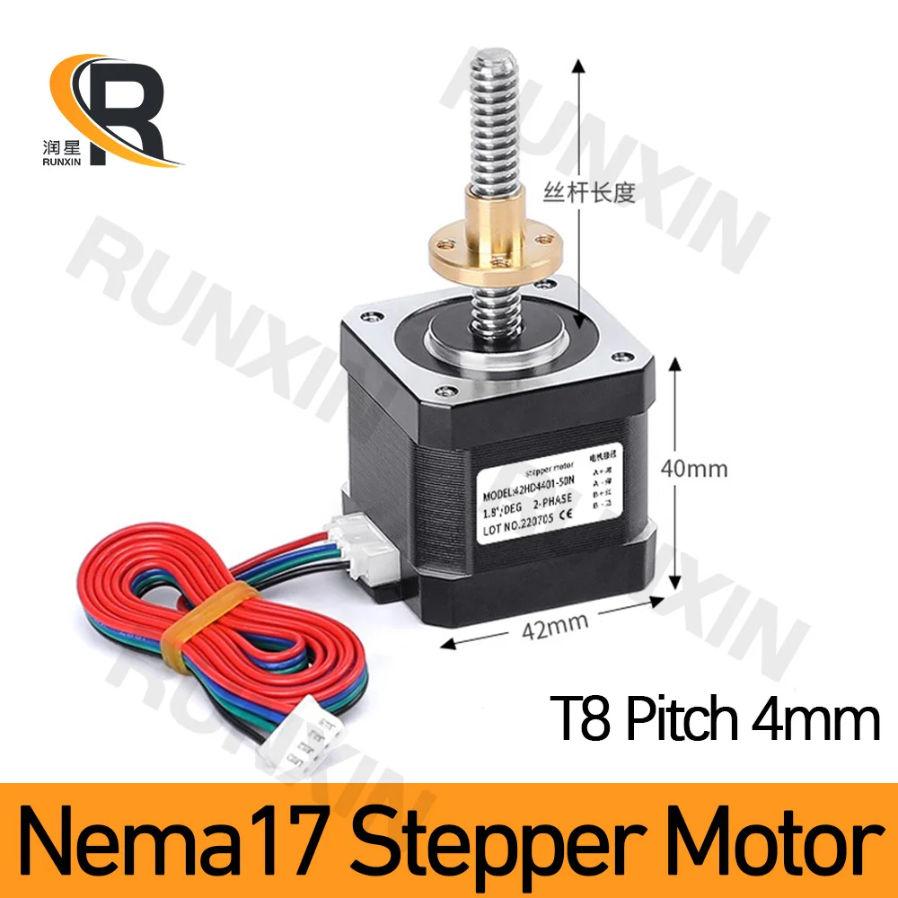 

RXTNC Nema 17 Stepper Motor With T8 Trapezoidal Lead Screw Pitch 4mm Complete Kit for Linear Motion Control CNC Kit 3D Printer