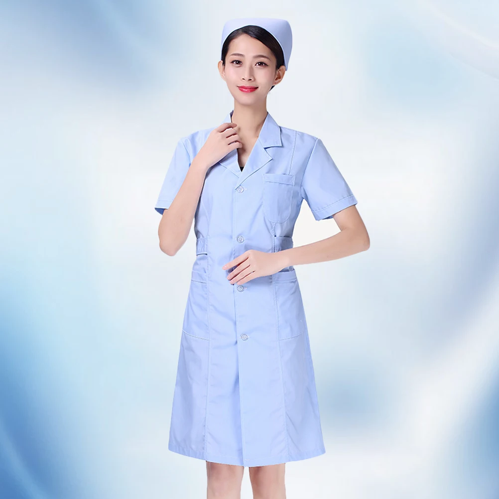 

Nurse Uniform Coat Hospital Apparel White Work Clothes Pharmacy Doctor Beautician