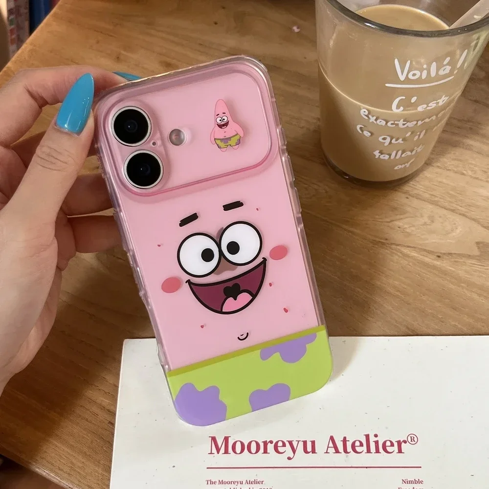 Funda para iPhone 17 Pro 16 15 Pro Max, Diseño de Bob Esponja y Patricio Estrella, Carcasa Rígida Antigolpes