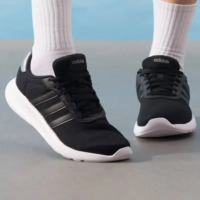 Hot Adidas Women Black Silver Cloudfoam Comfort Breathable Fabric Lightweight Daily Outdoor Running Sneakers GY0699