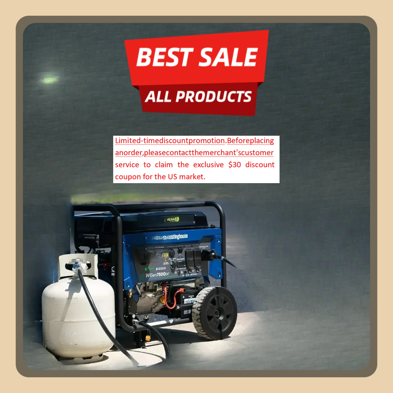 

[XMSJ-Limited Stock, Buy Now!]9500 Peak Watt Dual Fuel Home Backup Portable Generator, Remote Electric Start, Transfer Switch Re