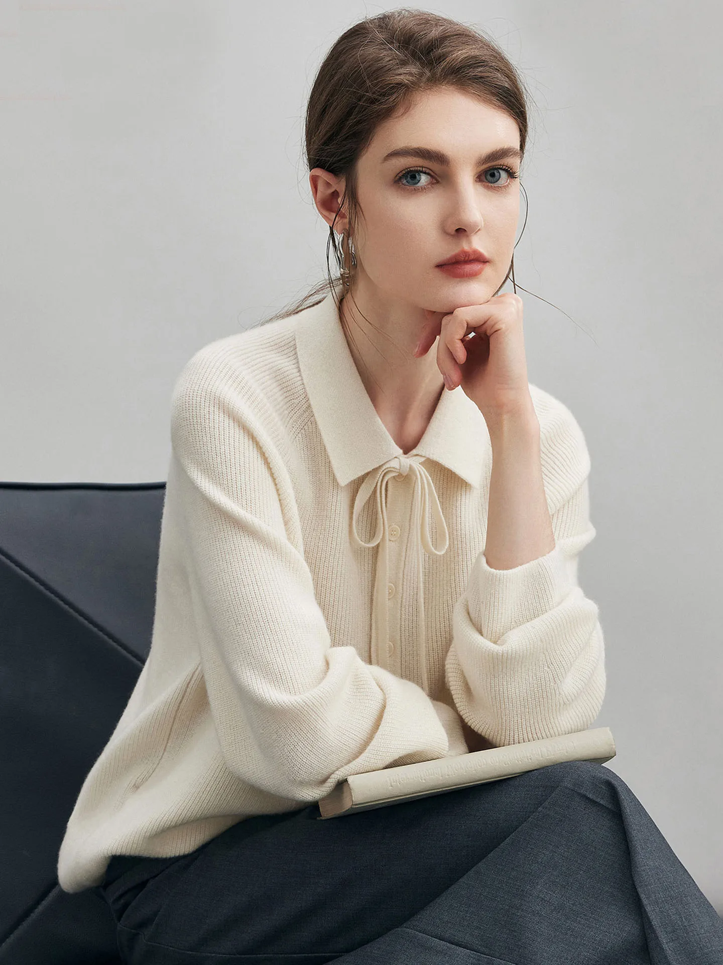 

Модный зимний длинный трикотаж Camere с поясом, свободный крой, универсальный цвет, удобный для поездок на работу