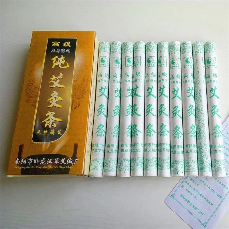 10Pcs Mugwort Rolls Pure Moxibustion Sticks Warm Massage Acupuncture Points Heating Moxa Therapy Relief Pain Health Care