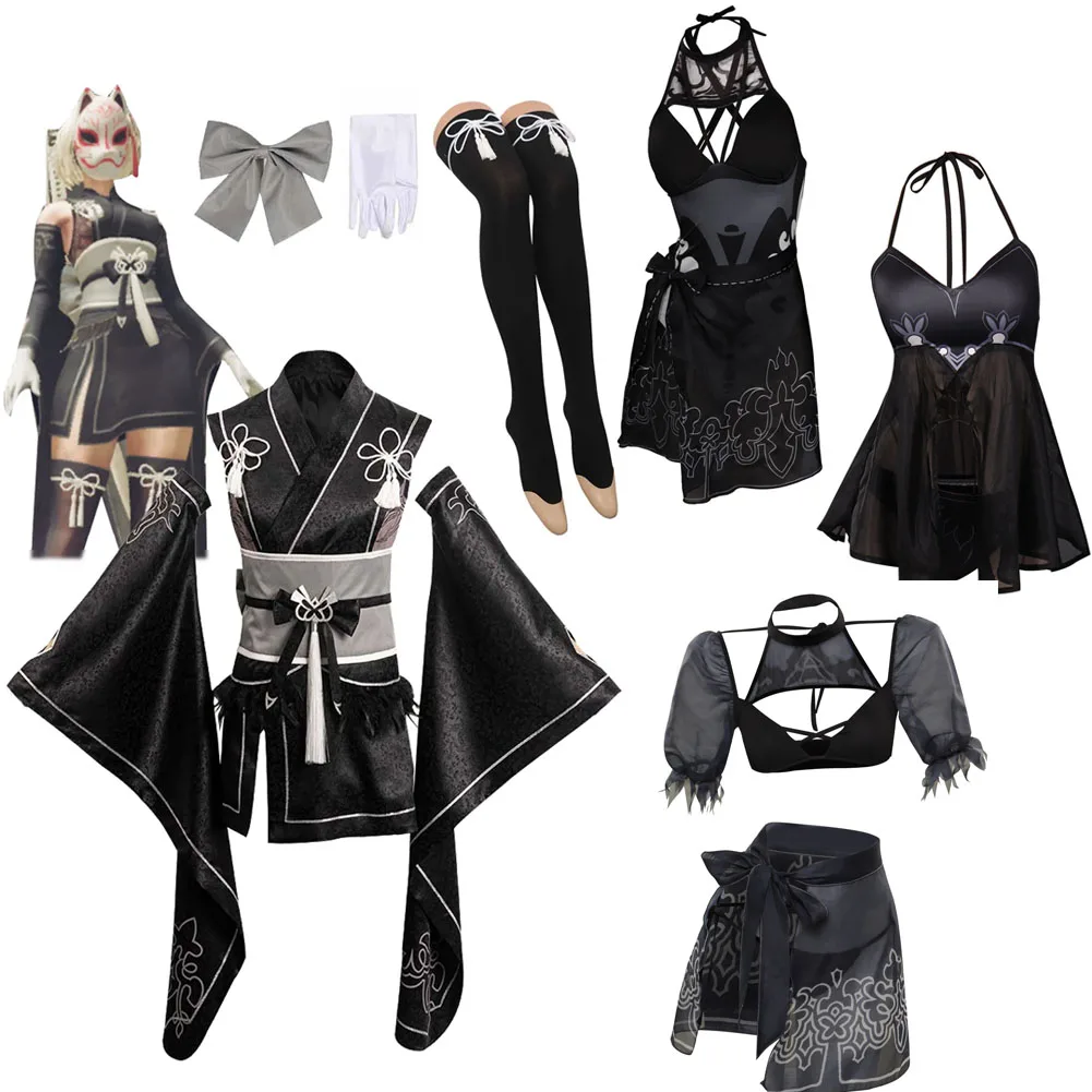 YoRHa 2B Cosplay Kimono Women Costume Swimsuit Anime Game NieR Reincarnation No.2 Type B Halloween Carnival Party Role Clothes