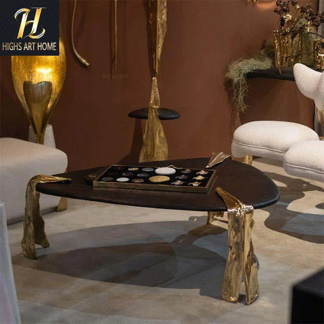 Luxury solid wood brass irregular special-shaped luxury villa living room advanced sense