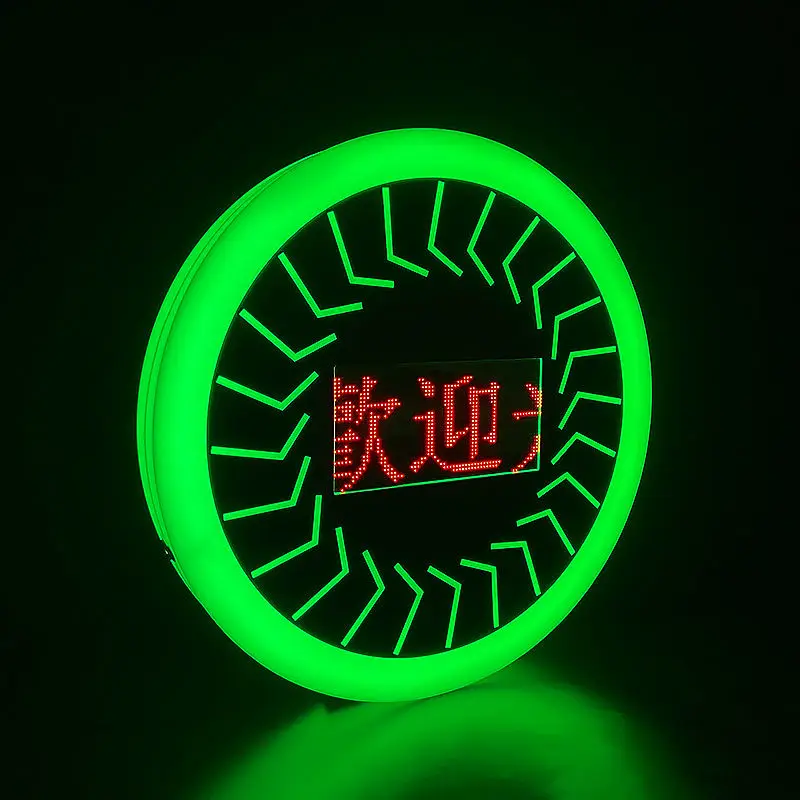 Circle Programmable Board Green Light New Style Round Digital Message Luminous Board Rechargeable for NightClub Party Bar Events