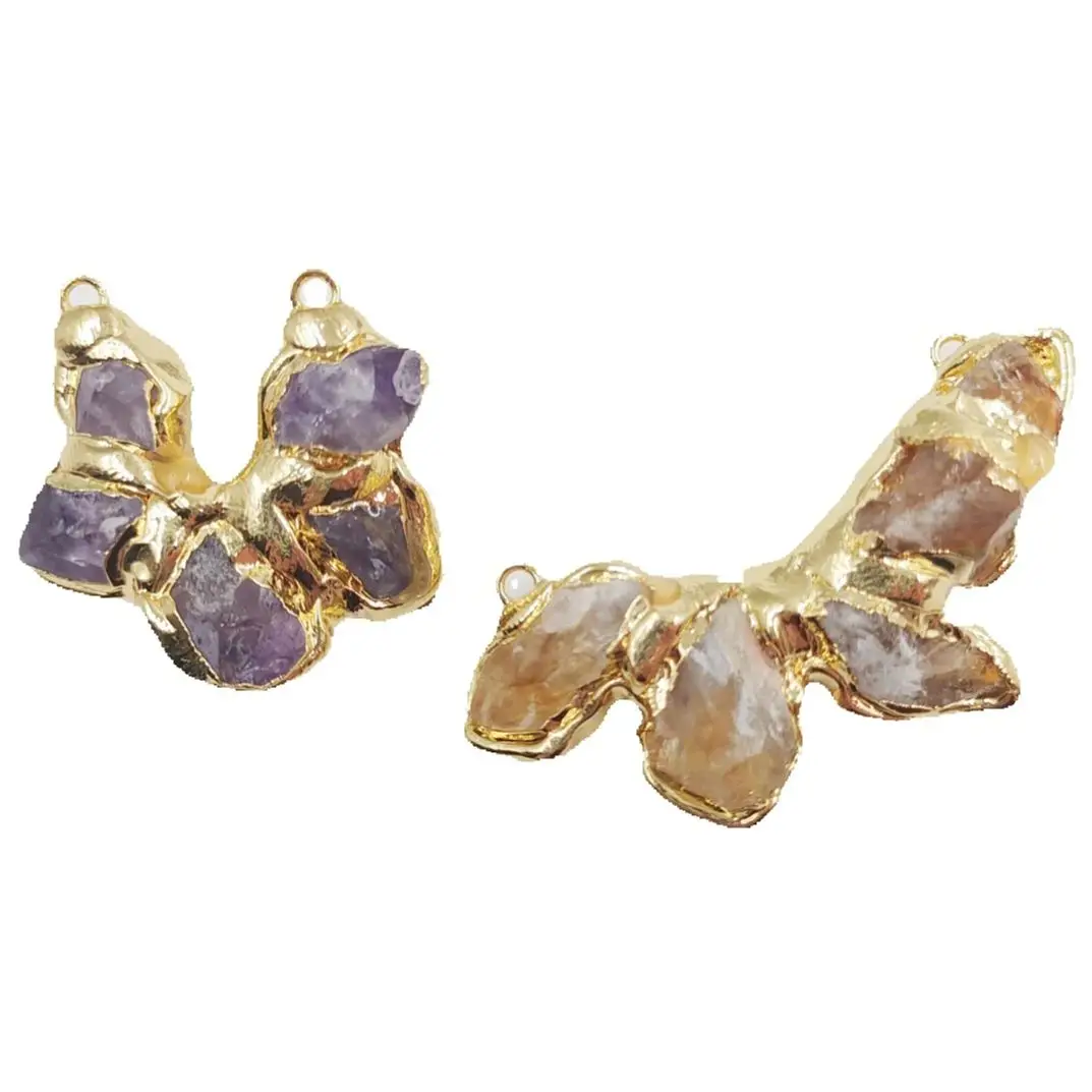 

WT-C313 WKT 2025 Attractive Style Amethyst&Yellow Citrine Connector For Girl Gift Party New Birthday Jewelry
