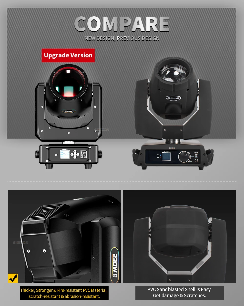 SHEHDS 230W 7R Super Beam Moving Head Blub DMX 512 Bühnenlichteffekt Professionell für Hochzeit DJ Disco Party 16/20CH 1,2 Grad – Detail 19