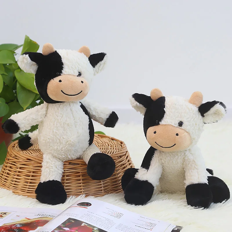 New Animal Cow Plush Doll Doudou Cow Toy Doll Cute Sitting Black and White Cow Doll Cloth Doll