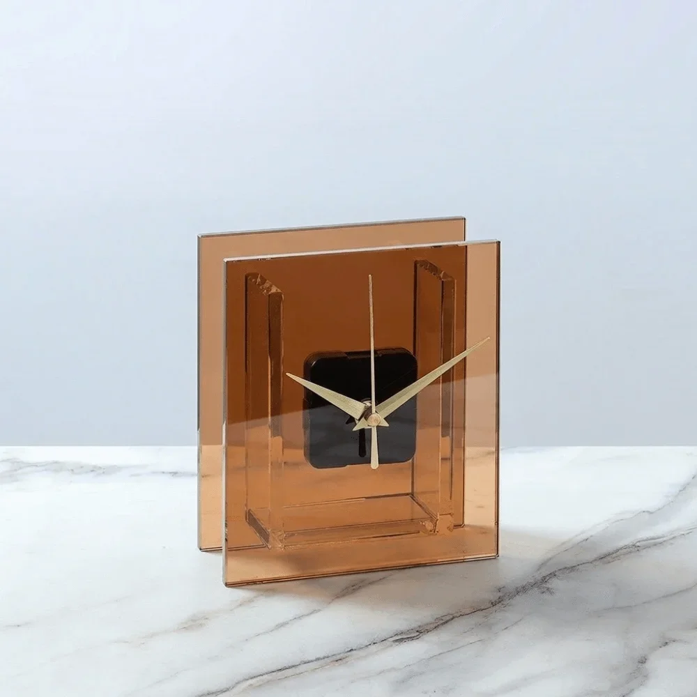 Modern Flower-Insertable Clock Minimalist Nordic Style Square Table Clock Unique Quiet Desktop Vase Clock Living Room