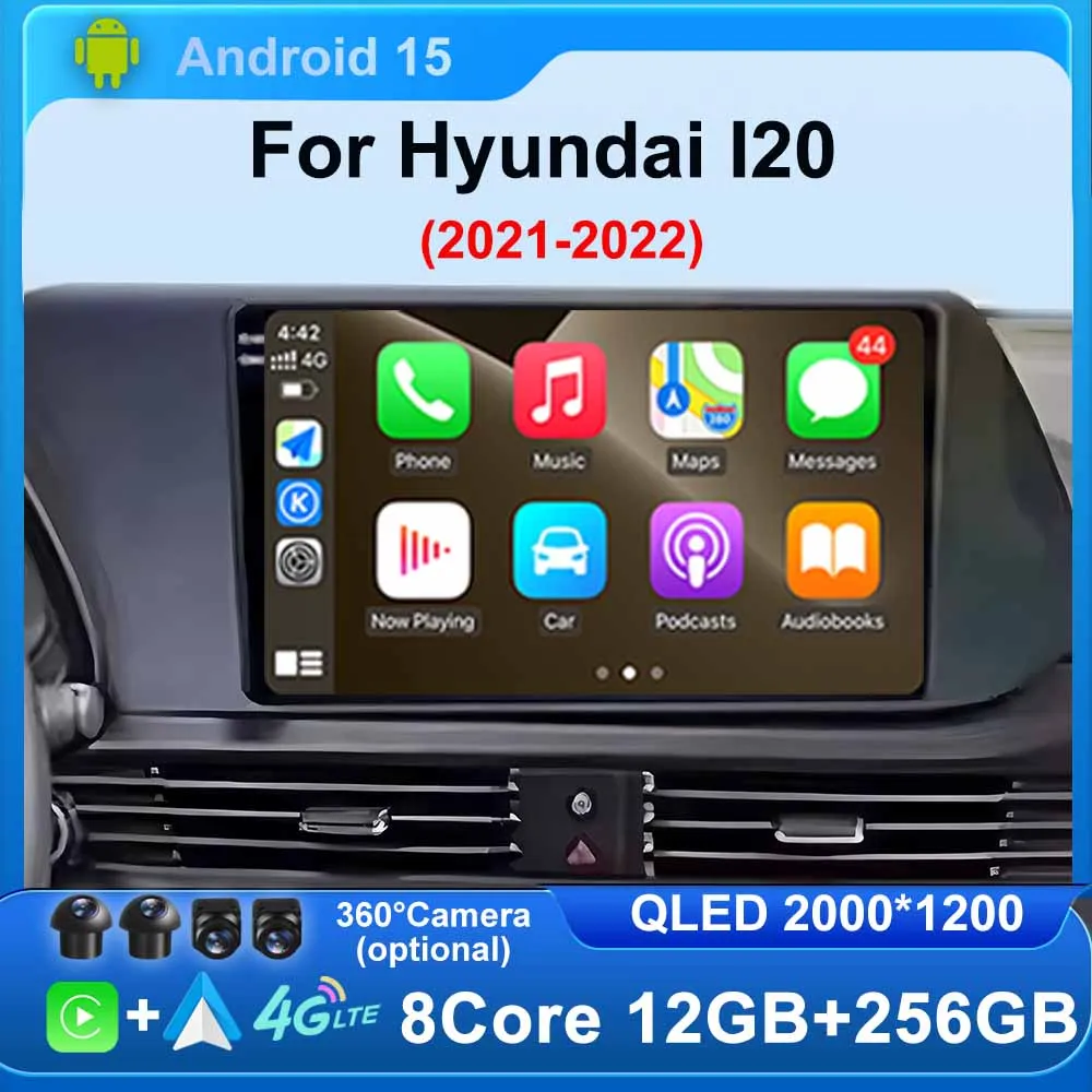 For Hyundai I20 2021 - 2022 Video Player Android Auto Car Radio Multimedia Stereo Carplay GPS Navigation 4G WIFI BT No 2din